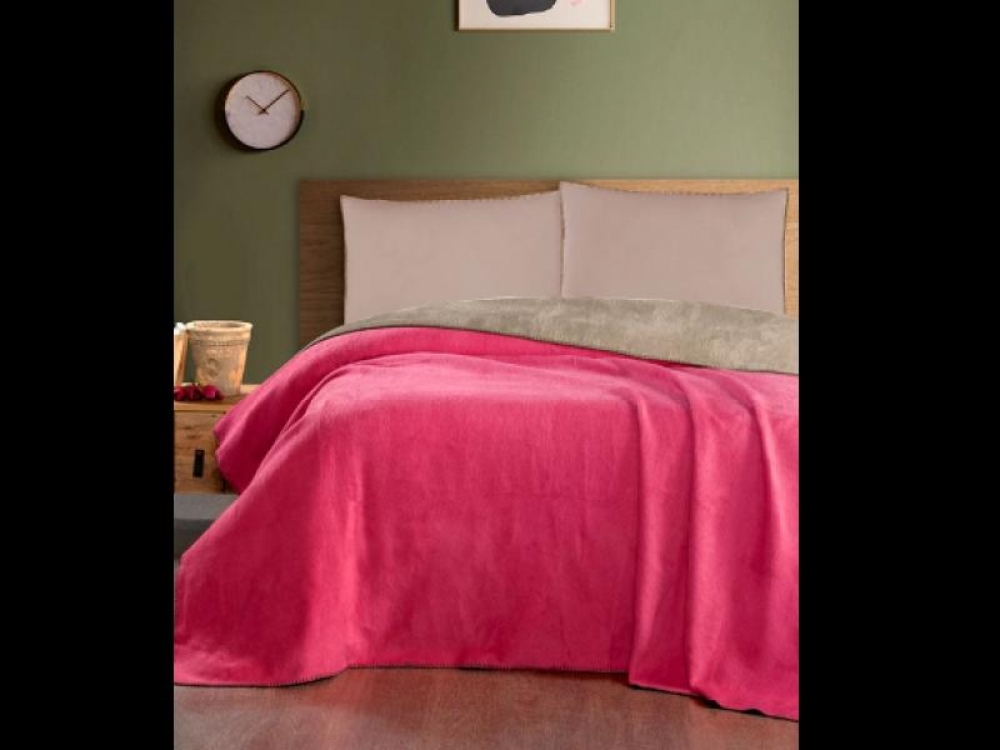 Bicolo Pamuklu Battaniye - Vizon-Pembe